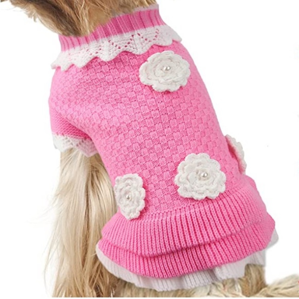 NWT Dog Cat pet outfit Sweater Dress Cable Knitwear Size 2